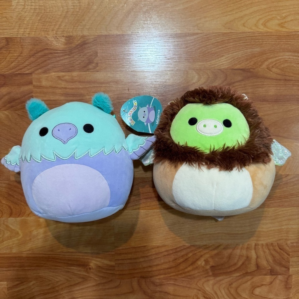 Squishmallows Minerva 7.5 inch Gryphon Griffin Eagle-Lion Rare + Another Squish